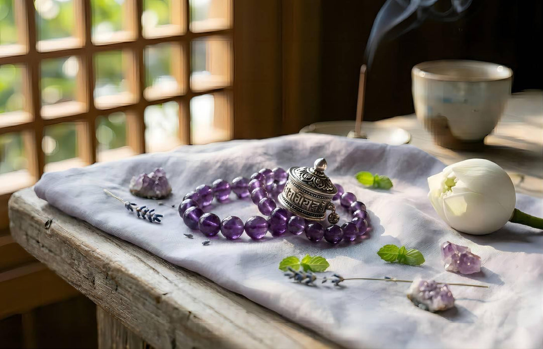 Serenity at Your Fingertips: Amethyst & Prayer Wheel, Muting the Anxious Mind | Emotional Healing Series 02