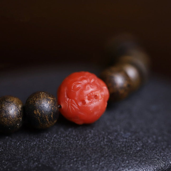 108 - Count Serene Fortune Prayer Beads - Grounding • Celebration • Protection - Close up shot of mother bead