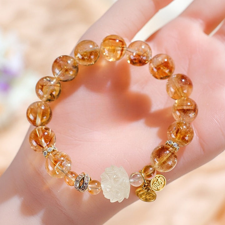 Golden Wealth Citrine Lotus Bracelet - Abundance &amp; Clarity
