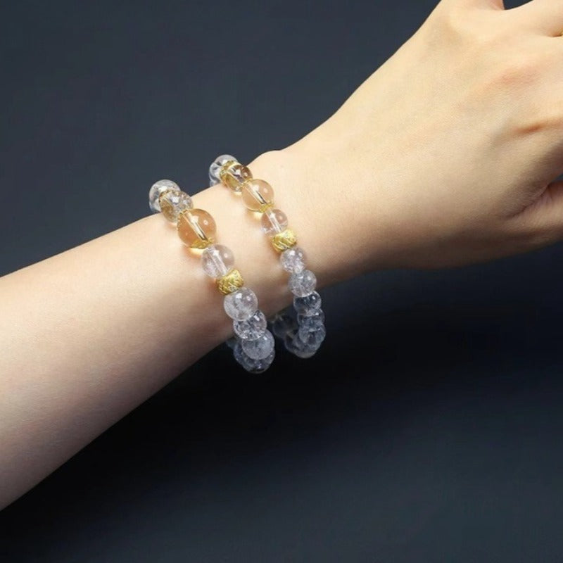 Aura Quartz &amp; Citrine Abundance Bracelet - Protection &amp; Clarity