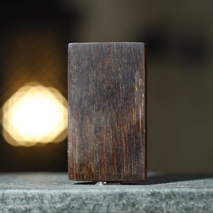 Abundance Yellow Jambhala Pendant - Serenity &amp; Good Fortune - back view of agarwood pendant