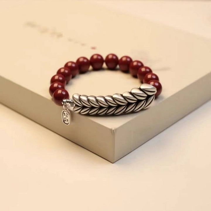 Abundant Harvest Wheat Sheaf Cinnabar Bracelet - Protection &amp; Prosperity - Single Wrap(<15cm)