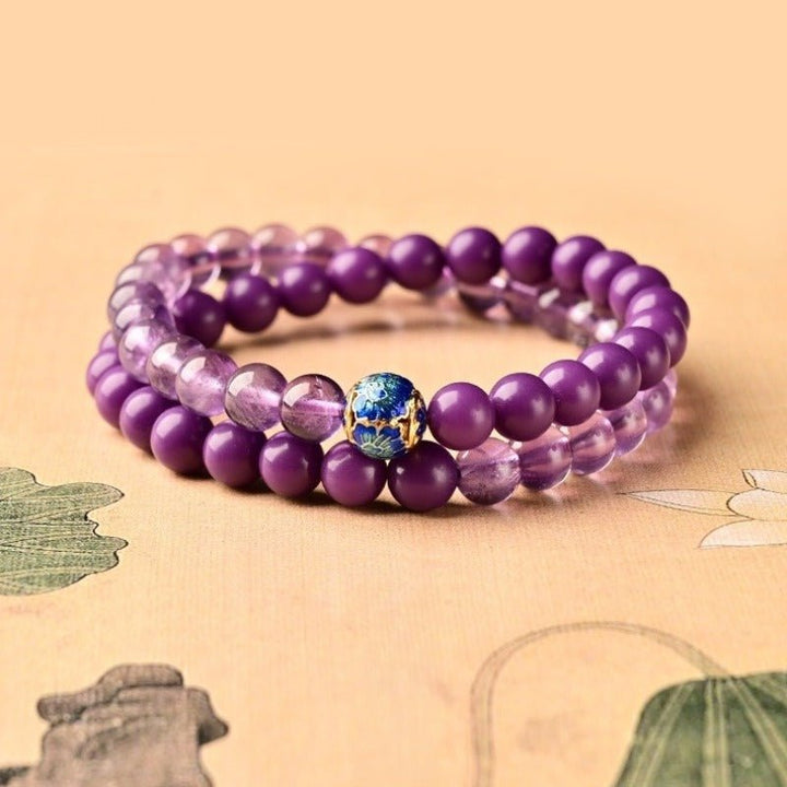 Amethyst &amp; Lepidolite Calm Guardian Bracelet - Good Fortune &amp; Balance - main image