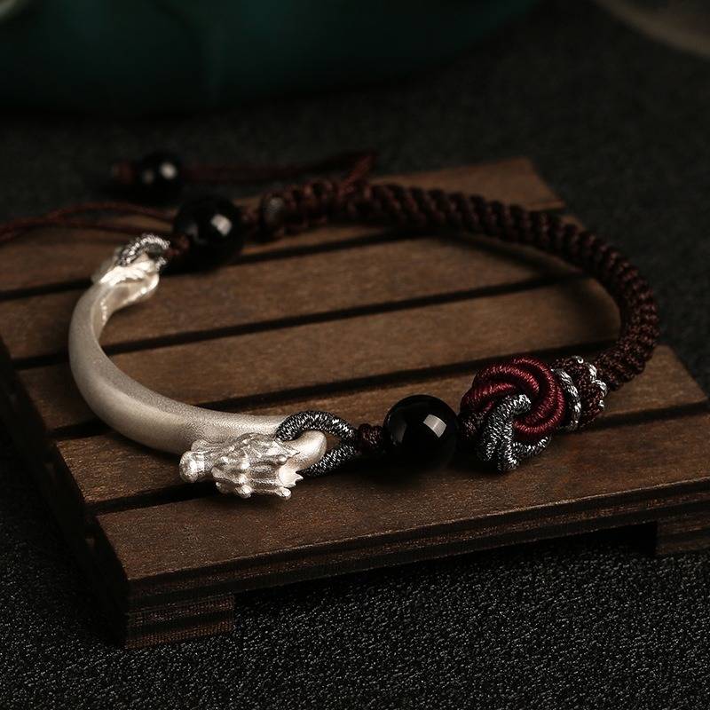 Auspicious Blessings Dragon Cuff Bracelet - Protection &amp; Harmony -  Staged Shot