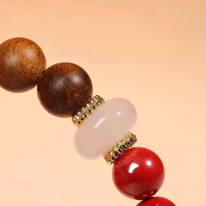 Auspicious Clouds &amp; Blessings Bracelet - Peace &amp; Good Fortune - close up shot for white agate bead