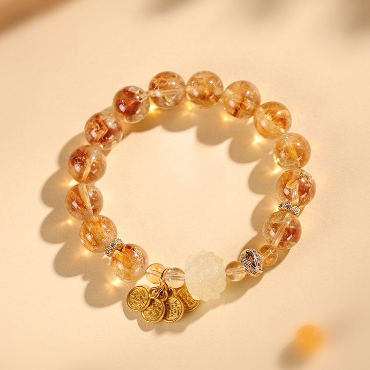 Golden Wealth Citrine Lotus Bracelet - Abundance &amp; Clarity