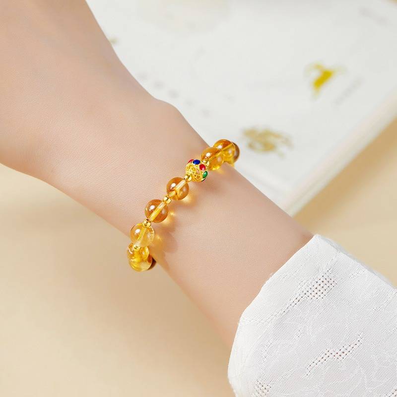 Citrine Luck &amp; Fortune Bracelet - Abundance • Confidence • Flow - on-wrist wearing display