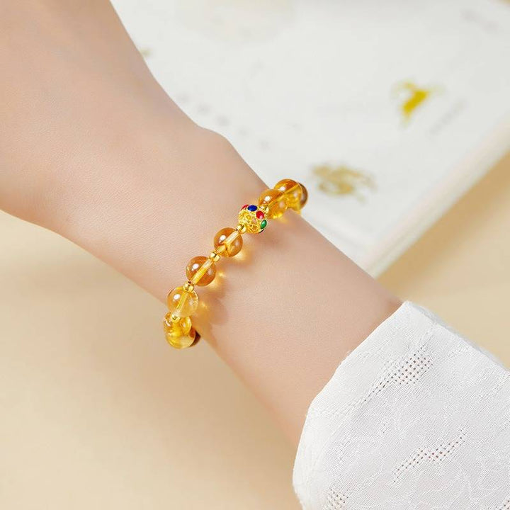 Citrine Luck &amp; Fortune Bracelet - Abundance • Confidence • Flow - on-wrist wearing display