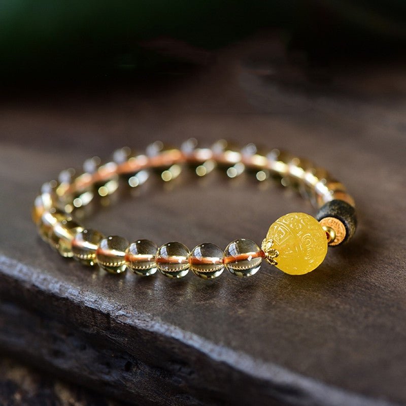 Citrine Wealth Attraction Bracelet - Prosperity • Success • Joy - On wood desk