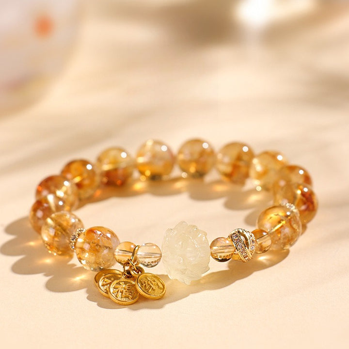 Golden Wealth Citrine Lotus Bracelet - Abundance &amp; Clarity