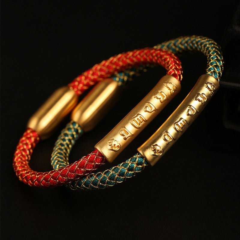 Dragon Scale Mantra Cord Bracelet - Protection & Calm - close up all in one