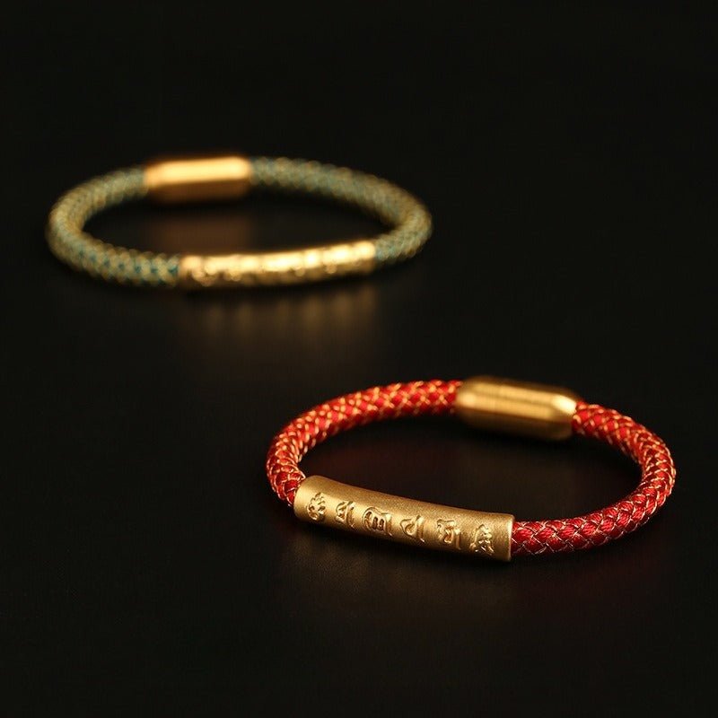 Dragon Scale Mantra Cord Bracelet - Protection & Calm - two colors all in one