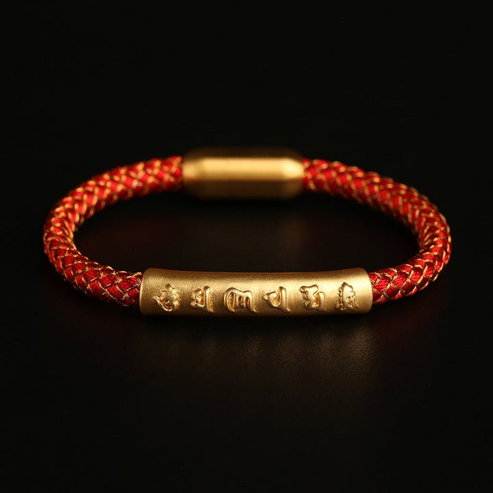 Dragon Scale Mantra Cord Bracelet - Protection &amp; Calm - Red(18cm)