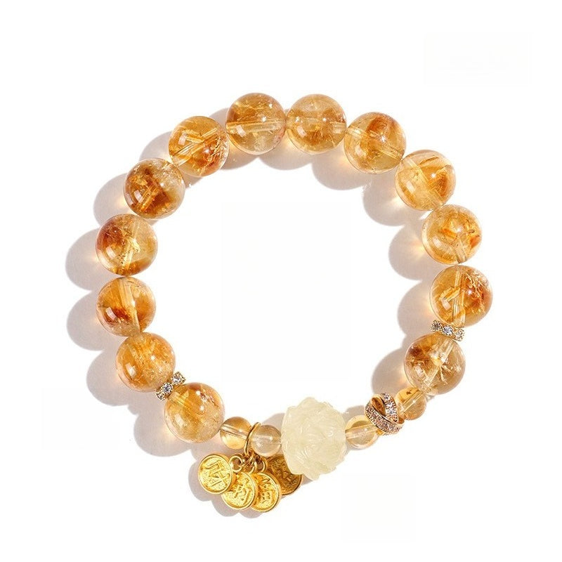 Golden Wealth Citrine Lotus Bracelet - Abundance &amp; Clarity