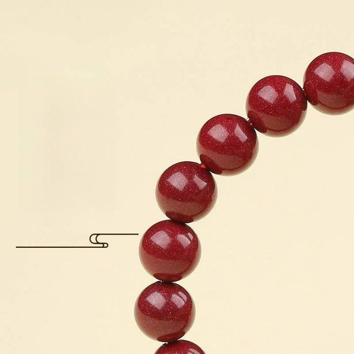 Four Celestial Beasts Protection Cinnabar Bracelet - Peace &amp; Auspicious Fortune - close-up shot for main beads