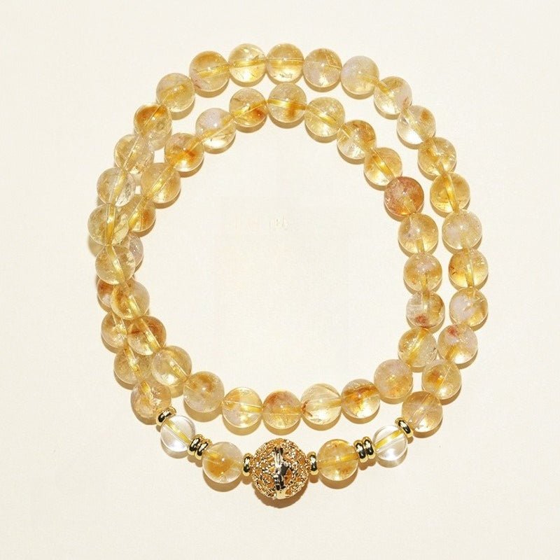 Golden Abundance Double Wrap Citrine Bracelet - Success & Vitality - Top view staged shot 1