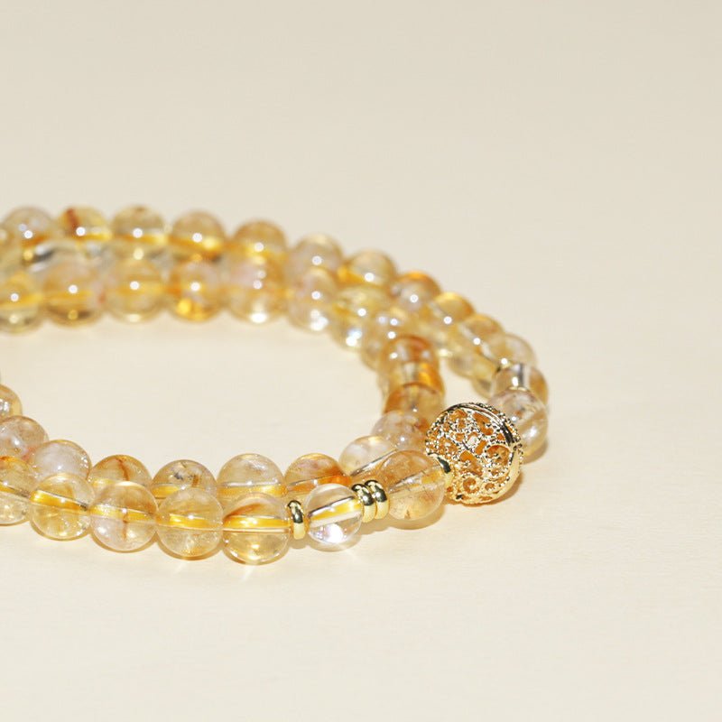 Golden Abundance Double Wrap Citrine Bracelet - Success &amp; Vitality - Close up shot