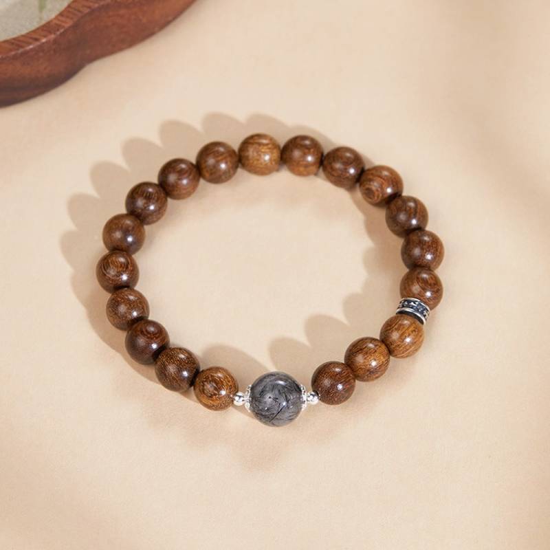 Grounded Confidence Sandalwood Bracelet - Clarity • Spirituality • Harmony - top view shot