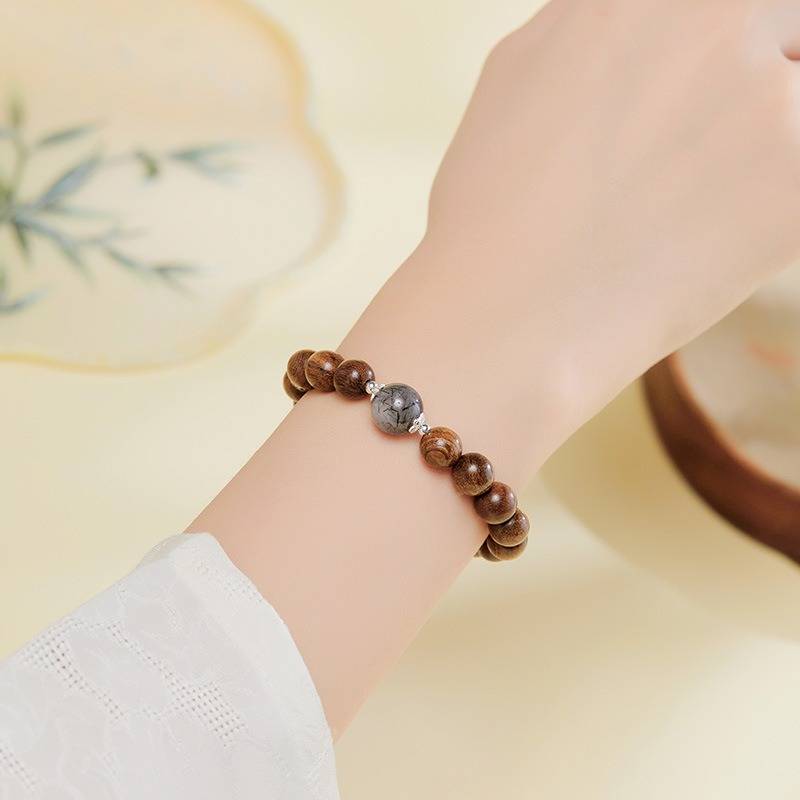 Grounded Confidence Sandalwood Bracelet - Clarity • Spirituality • Harmony - on-wrist shot