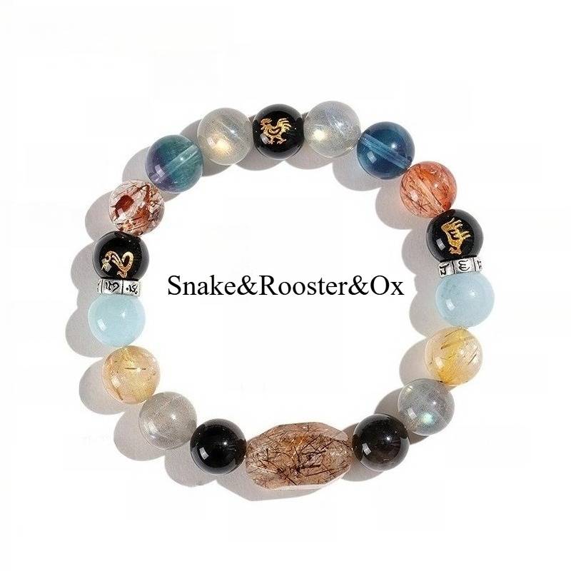 Grounded Harmony Compatible Zodiac Triads Bracelet - Fortune &amp; Protection - Snake&amp;Rooster&amp;Ox