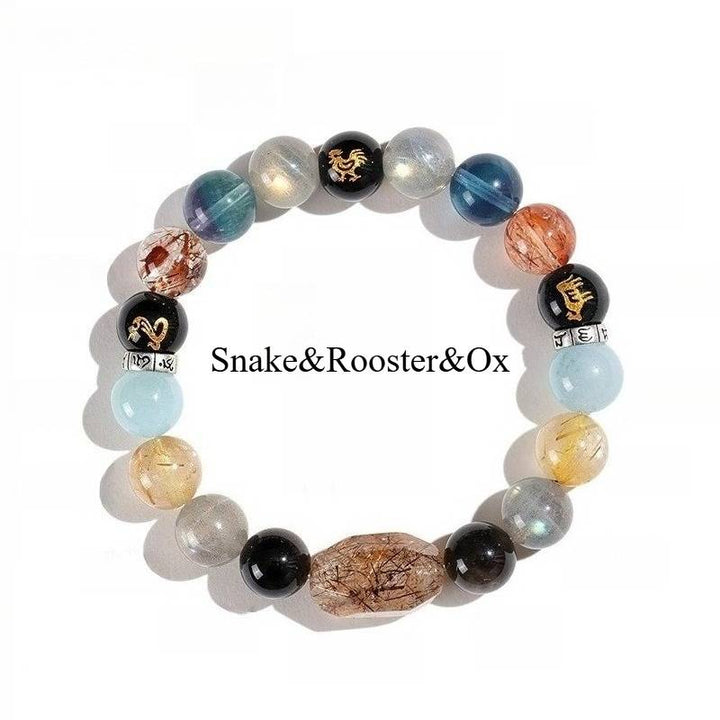 Grounded Harmony Compatible Zodiac Triads Bracelet - Fortune &amp; Protection - Snake&amp;Rooster&amp;Ox