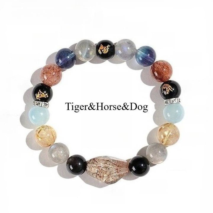 Grounded Harmony Compatible Zodiac Triads Bracelet - Fortune &amp; Protection - Tiger&amp;Horse&amp;Dog