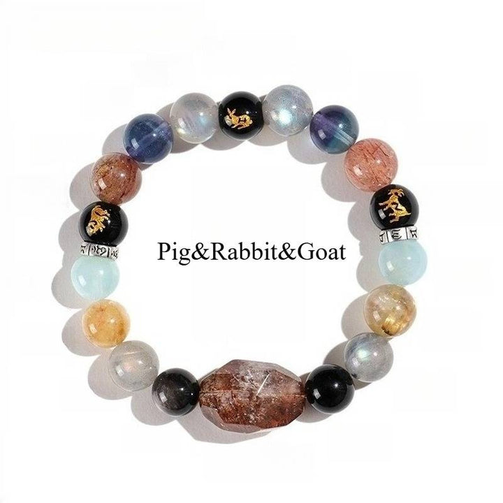 Grounded Harmony Compatible Zodiac Triads Bracelet - Fortune &amp; Protection - Pig&amp;Rabbit&amp;Goat