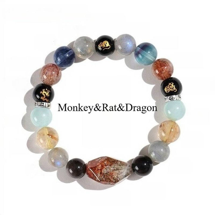 Grounded Harmony Compatible Zodiac Triads Bracelet - Fortune &amp; Protection - Monkey&amp;Rat&amp;Dragon