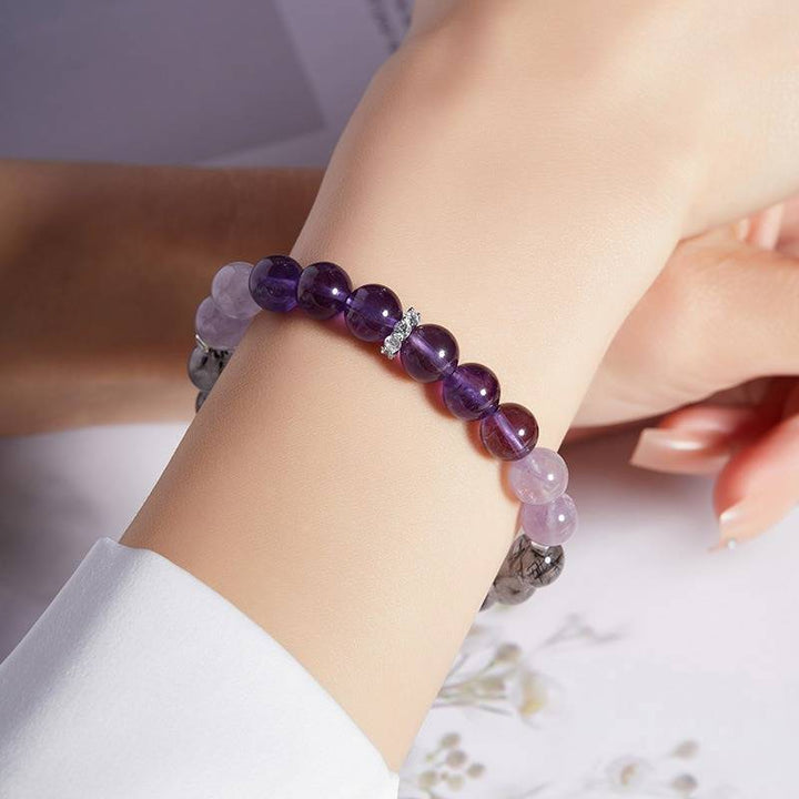 Grounded Harmony Crystal Bracelet - Clarity • Wealth • Protection - on-wrist wearing display