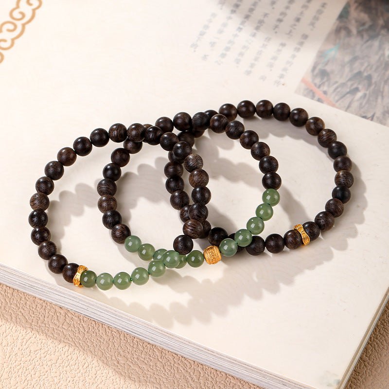 Grounded Serenity Agarwood &amp; Nephrite Jade Bracelet - Calm &amp; Clarity - three styles all in one