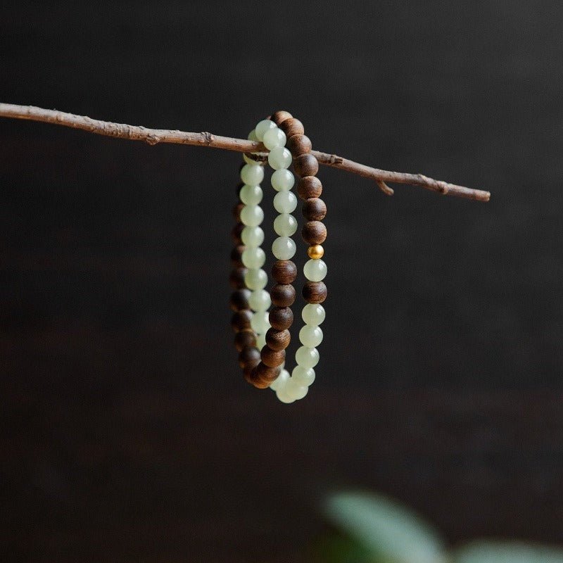 Grounded Serenity Double Wrap Bracelet - Clarity &amp; Harmony - prop-styled shot 2