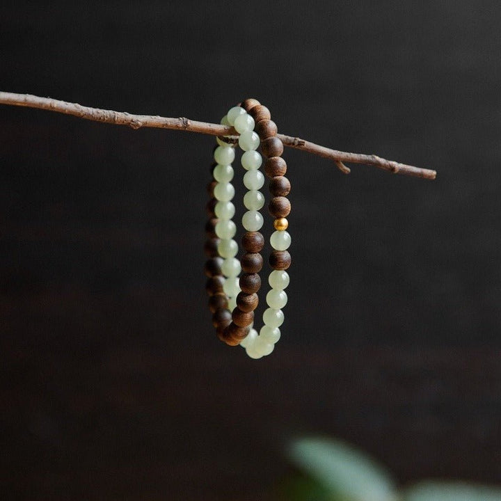 Grounded Serenity Double Wrap Bracelet - Clarity &amp; Harmony - prop-styled shot 2