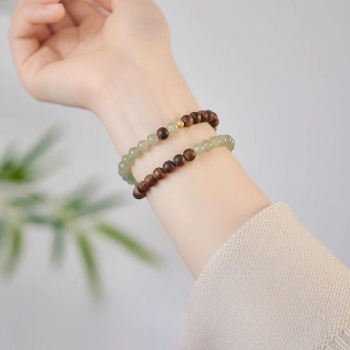 Grounded Serenity Double Wrap Bracelet - Clarity &amp; Harmony - on-wrist shot 1