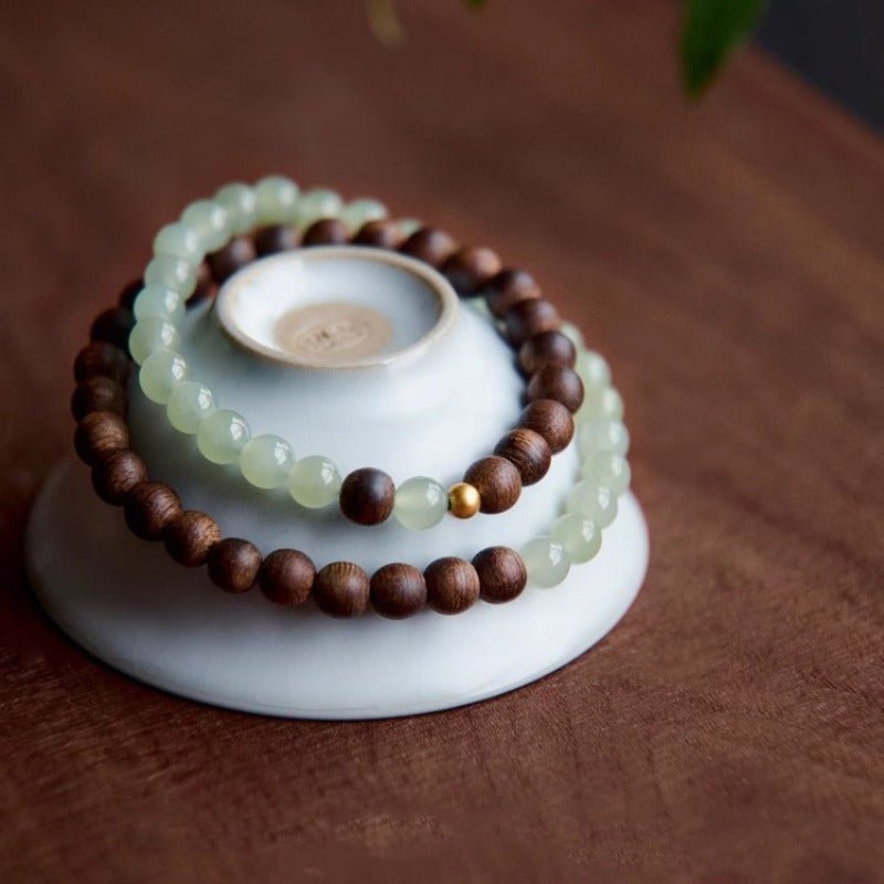 Grounded Serenity Double Wrap Bracelet - Clarity & Harmony - prop-styled shot 1