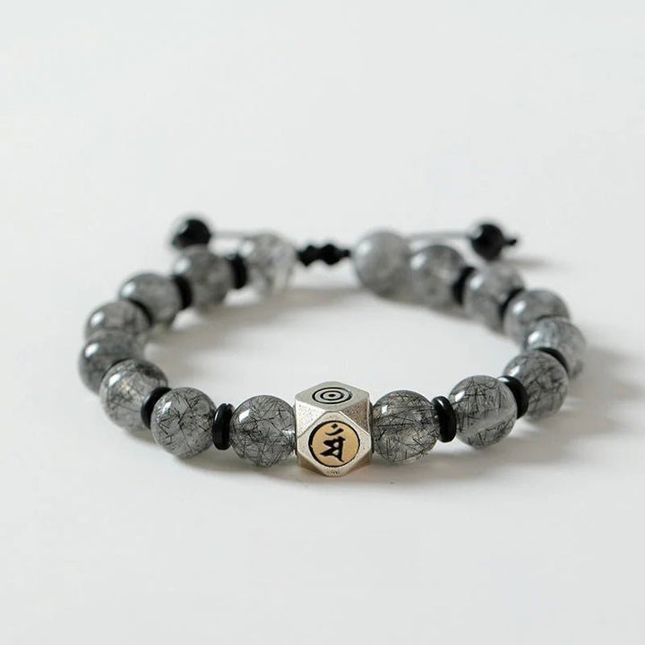 Guardian Buddha Sanskrit Mantra Bracelet - Calm &amp; Good Fortune - Rabbit (9mm)