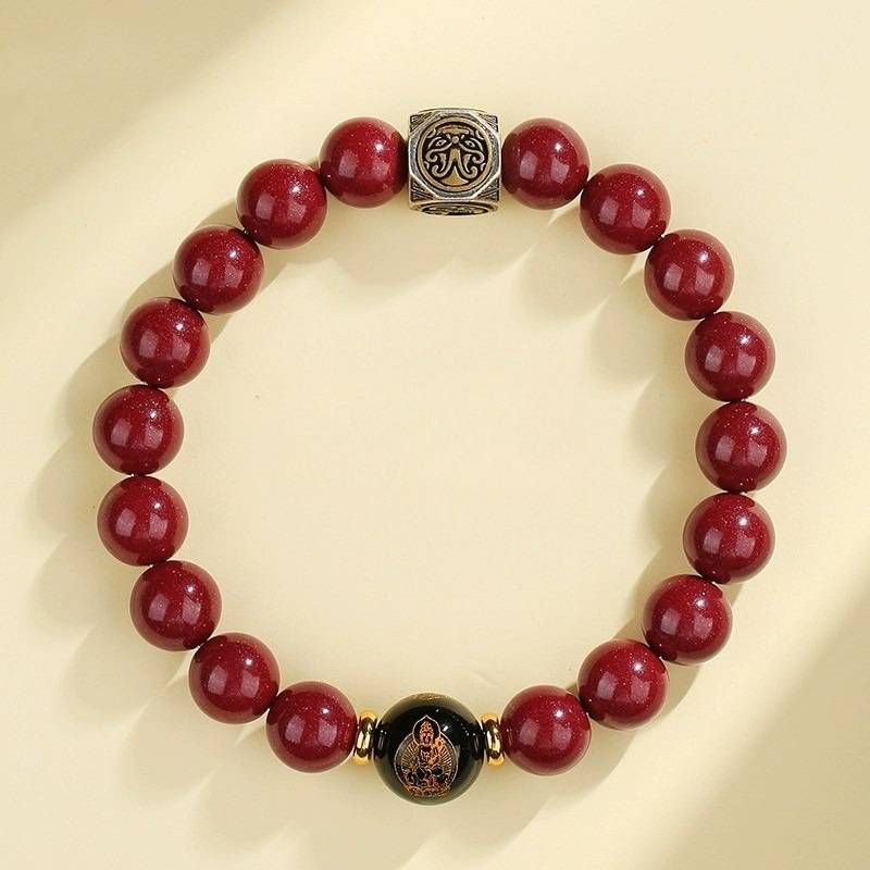 Guardian Chinese Zodiac Buddha Cinnabar Bracelet - Peace &amp; Auspicious Fortune - Snake