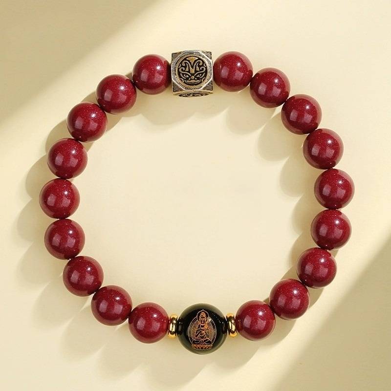 Guardian Chinese Zodiac Buddha Cinnabar Bracelet - Peace & Auspicious Fortune - Horse