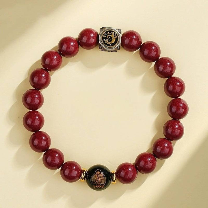 Guardian Chinese Zodiac Buddha Cinnabar Bracelet - Peace &amp; Auspicious Fortune - Rabbit
