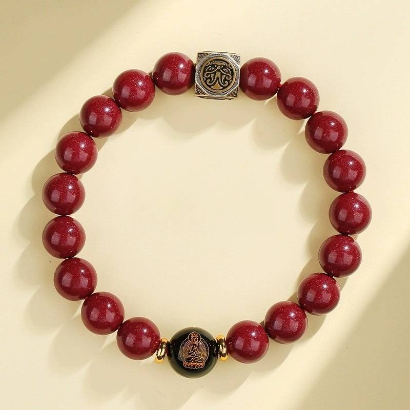 Guardian Chinese Zodiac Buddha Cinnabar Bracelet - Peace &amp; Auspicious Fortune - Monkey