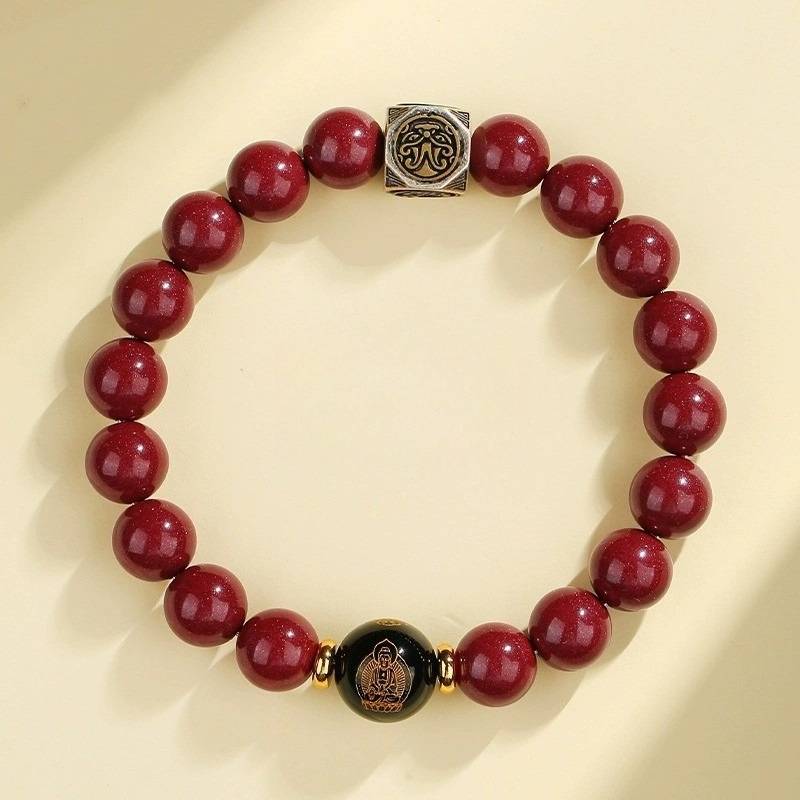 Guardian Chinese Zodiac Buddha Cinnabar Bracelet - Peace &amp; Auspicious Fortune - Dog