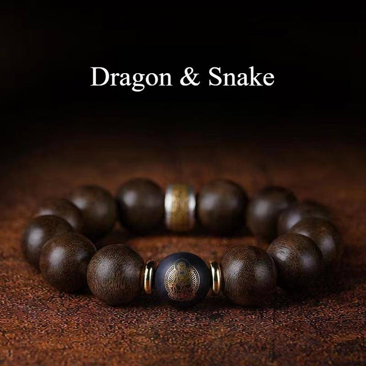Guardian Chinese Zodiac Buddha Bracelet - Peace &amp; Smooth Fortune - Dragon&amp;Snake
