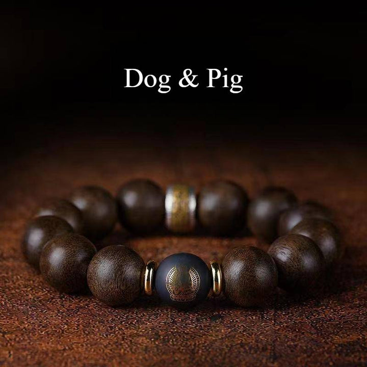 Guardian Chinese Zodiac Buddha Bracelet - Peace &amp; Smooth Fortune - Dog&amp;Pig