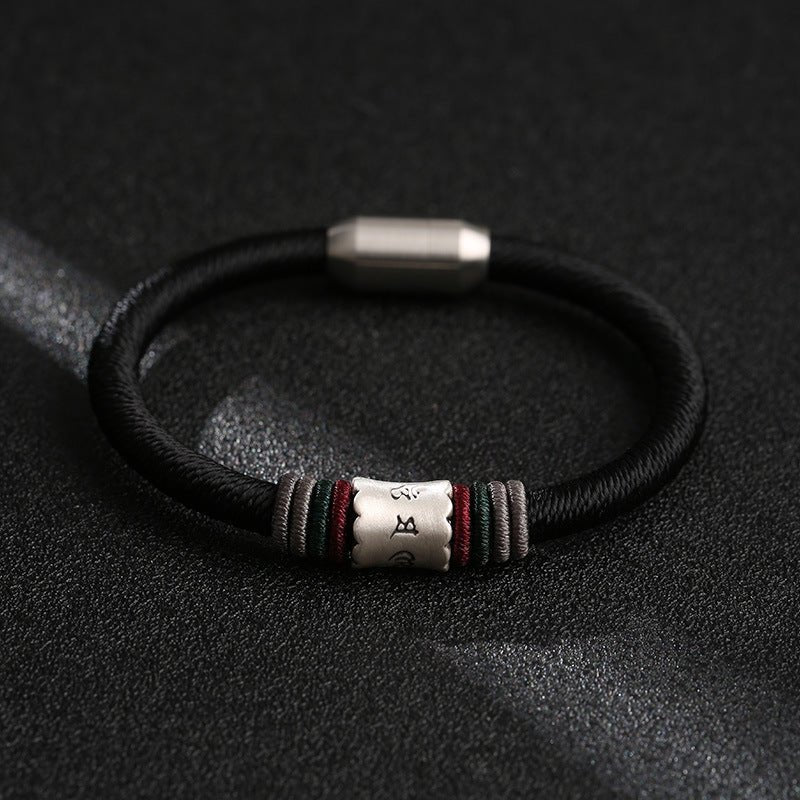 Guardian Mantra Black Cord Bracelet - Good Fortune & Calm - 15cm bead size