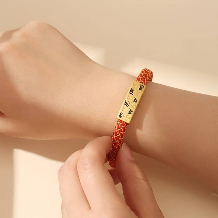 Guardian Mantra Cord Bracelet - Good Fortune &amp; Calm - on wrist