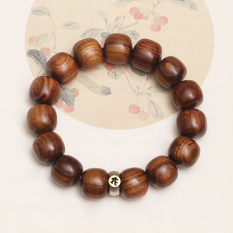 Guardian Sanskrit Zodiac Charm Natural Rosewood Bracelet - Peace &amp; Smooth Fortune - Horse