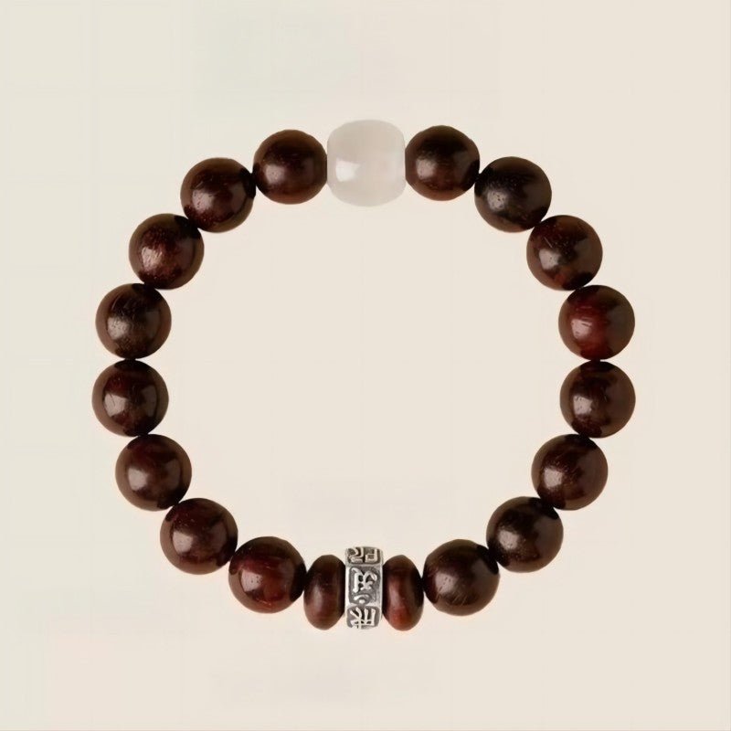 Guardian Sanskrit Zodiac Charm Aromatic Sandalwood Bracelet - Peace &amp; Smooth Fortune - staged shot with white bg