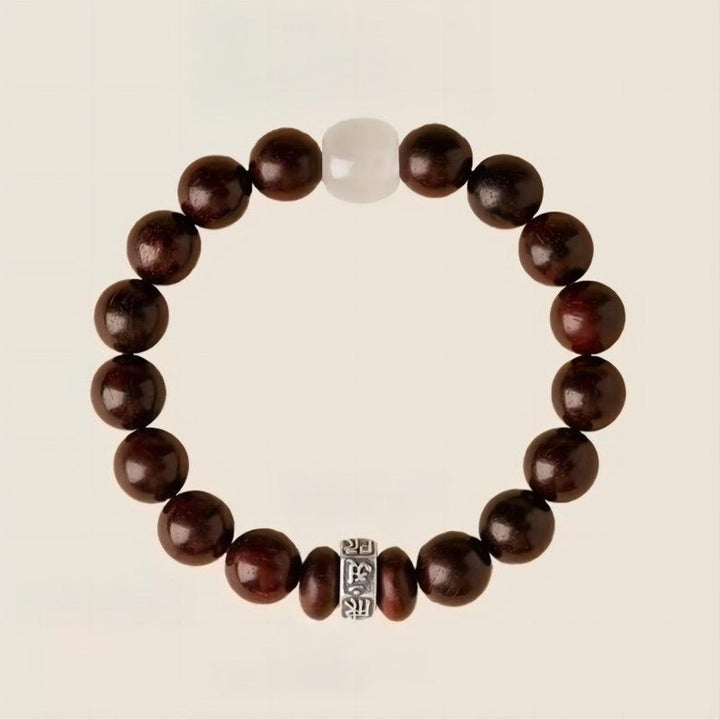 Guardian Sanskrit Zodiac Charm Aromatic Sandalwood Bracelet - Peace &amp; Smooth Fortune - staged shot with white bg