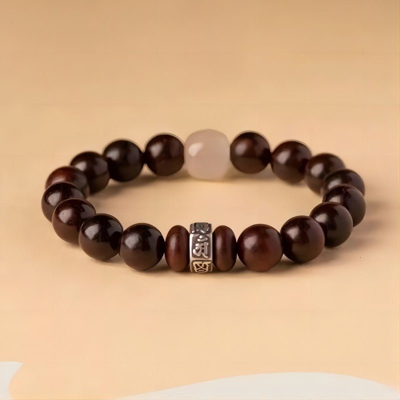 Guardian Sanskrit Zodiac Charm Aromatic Sandalwood Bracelet - Peace & Smooth Fortune - staged shot