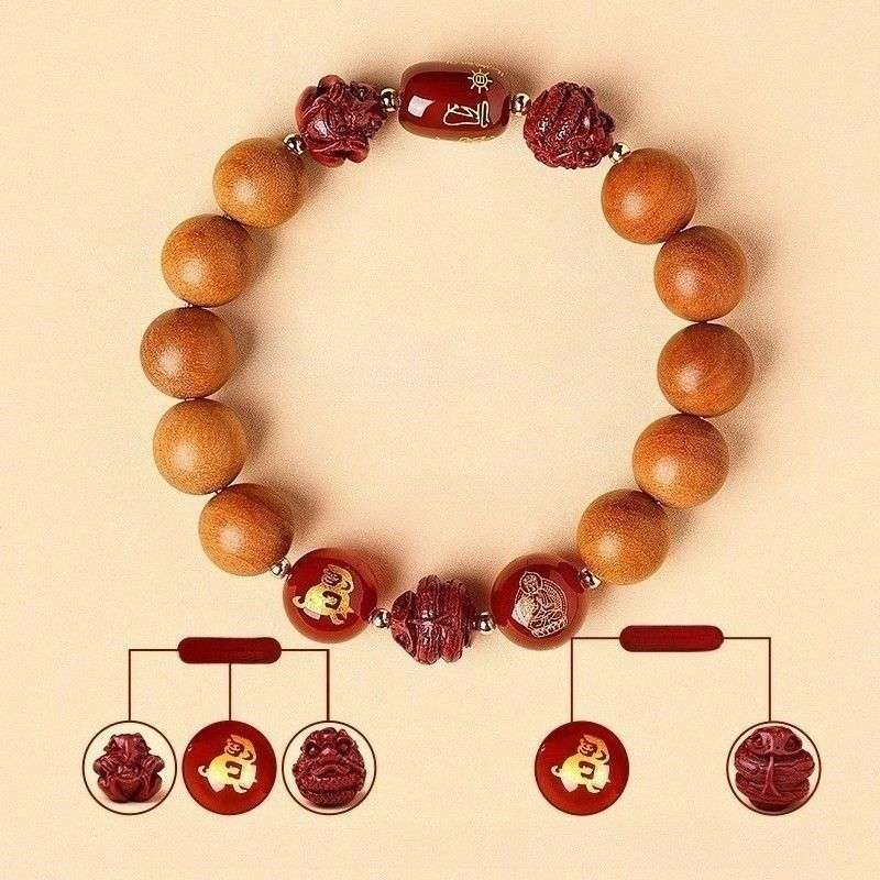 Guardian Zodiac Harmony Peach Wood Bracelet - Wealth • Health • Peace - Monkey(12mm)