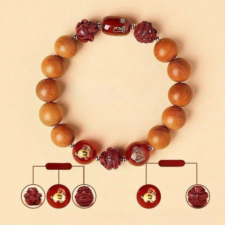 Guardian Zodiac Harmony Peach Wood Bracelet - Wealth • Health • Peace - Monkey(12mm)